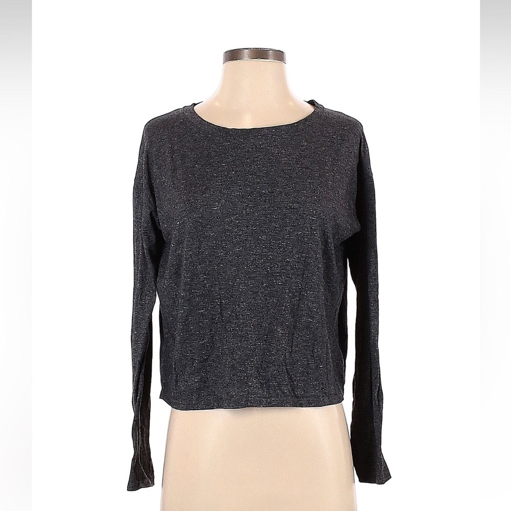 Dark gray open back long sleeve tee